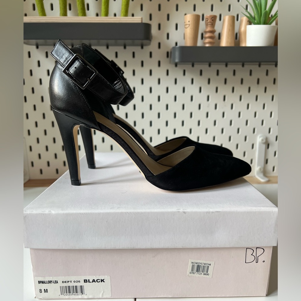 NWT BP Mallory Lea Black High Heel Ankle Strap Shoes size 8
